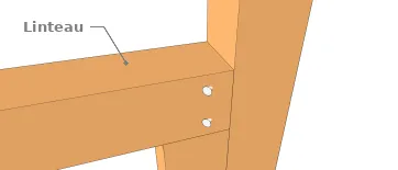 Fixation par des pointes sur la face latérale du linteau