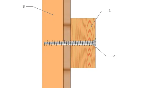 Schéma de fixation d’une muralière sur une ossature en bois