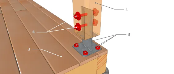 Technique 3 : Pied de poteau en âme avec platine fixe ou réglable