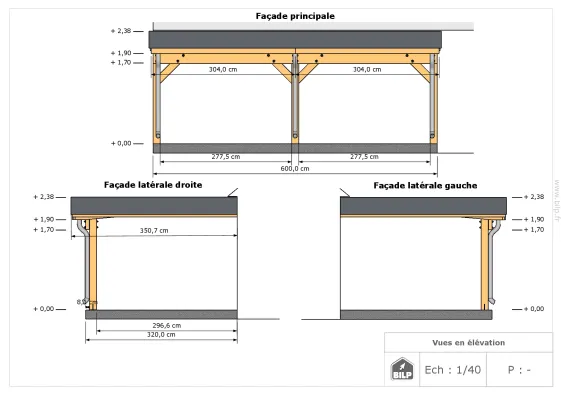 Vues en élévation d’un carport