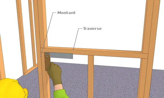 Prise de la perpendicularité d’une traverse basse d’une fenêtre sur un montant
