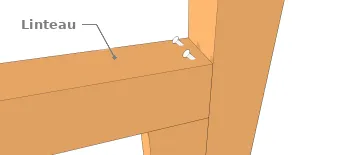 Fixation par des pointes sur la face de dessus du linteau