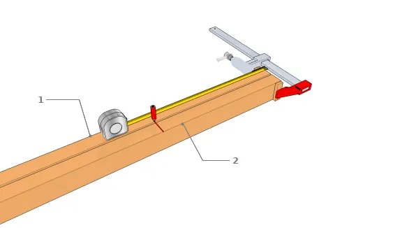 Repérer les axes des montants. Cas 2