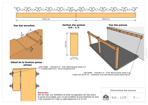 Détails sur les pannes d’un carport