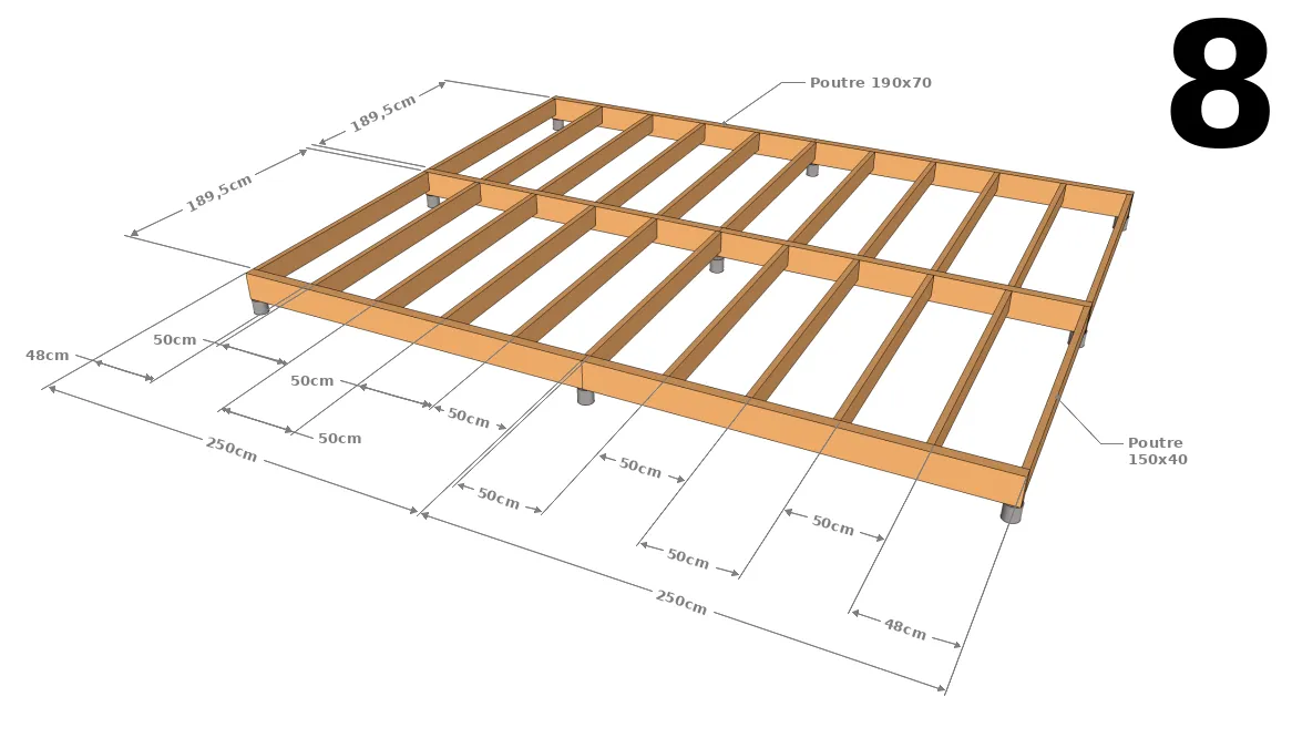 Pour chaque poutre-porteuse, calculez la section