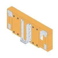 Fixation par les brides latérales sur une poutre métallique ajourée avec renfort bois