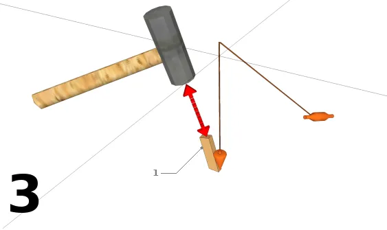 Cas d’un pied de poteau à ancrer&nbsp;: prendre l’aplomb des intersections des cordeaux