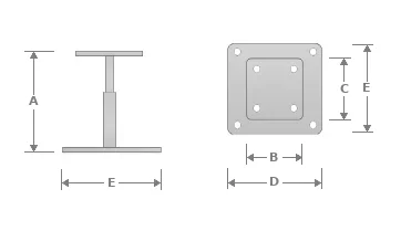 Pied de poteau à deux platines réglables