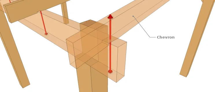 Technique 4 : Fixation des chevrons par des tiges filetées