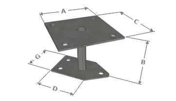 Pieds de poteau pour angle de dalle béton