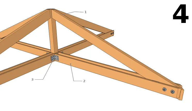 Fixer les arêtiers et les faux entraits secondaires