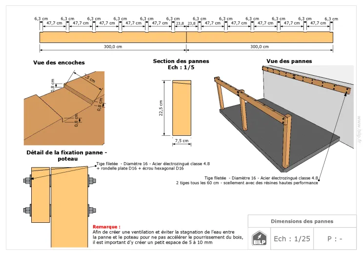 Détails sur les pannes d’un carport