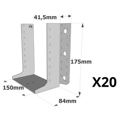 Sabots à ailes extérieures, gamme SAE CLASSIQUE (épaisseur 2mm, profondeur 84mm) - Réf. SAEL500/150/2_20