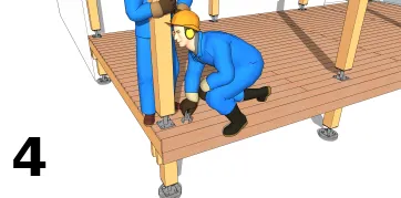 Fixer le poteau au platelage