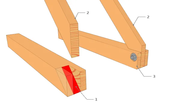  Assemblage arbalétrier - entrait simple par entaille