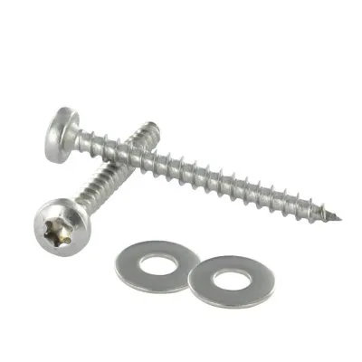 Vis bois et panneaux à tête ronde TORX - D5 x L50 + rondelle en INOX A2 : fixation clips sur un support bois