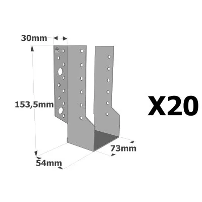 Sabots à ailes extérieures, gamme SBE ECONOMIQUE (épaisseur 1,5mm, profondeur 55mm) - Réf. SBE73/154_20