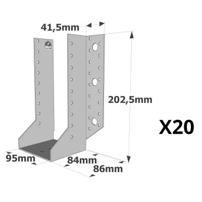Sabots à ailes extérieures, gamme SAE CLASSIQUE (épaisseur 2mm, profondeur 84mm) - Réf. SAE500/95/2_20