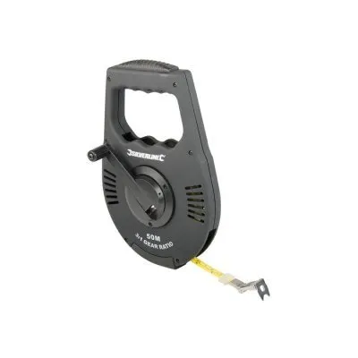 Mètre d'arpenteur à démultiplication, ruban en acier inoxydable 50m x 12mm - Réf. 250213