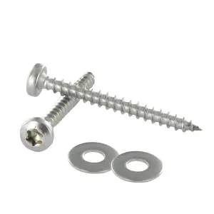 Vis bois et panneaux à tête ronde TORX - D5 x L50 + rondelle - INOX A2 pour fixer les clips sur un support bois