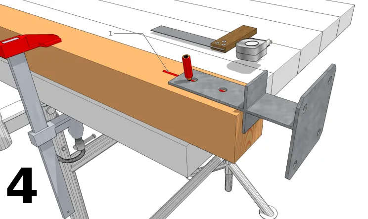 Cas d’une âme de largeur inférieure&nbsp;: Repérer en mesurant les trous de fixation