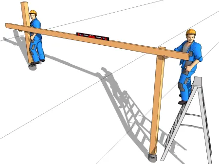 Le montage du poteau sur un terrain incliné
