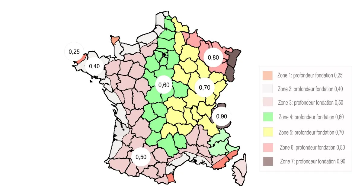 h0 : Profondeur de mise hors gel pour une altitude ≤ 150m