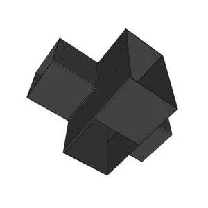 Perspective du connecteur SUNDIY Anthracite RAL 7016 - 240mm à 4 directions en forme de T