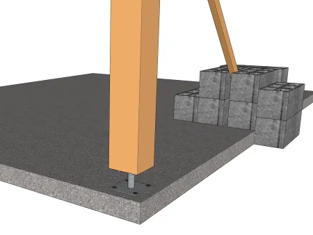 Le montage d'un poteau sur une fondation plate (technique 1)