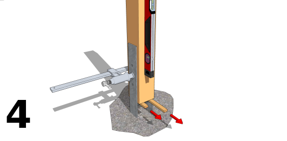 Prendre l’aplomb du poteau et fixer