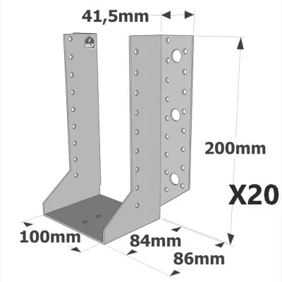Sabots à ailes extérieures, gamme SAE CLASSIQUE (épaisseur 2mm, profondeur 84mm) - Réf. SAE500/100/2_20