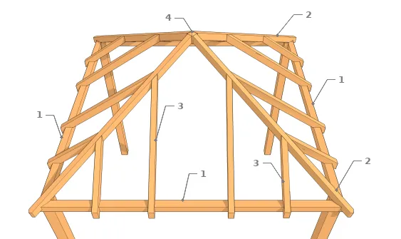 Charpente en pavillon simple (type 1)