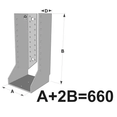 Grands sabots à ailes intérieures, gamme GSI CLASSIQUE (épaisseurs 4mm, profondeur 110mm) - Réf. GSI660/4X-AL