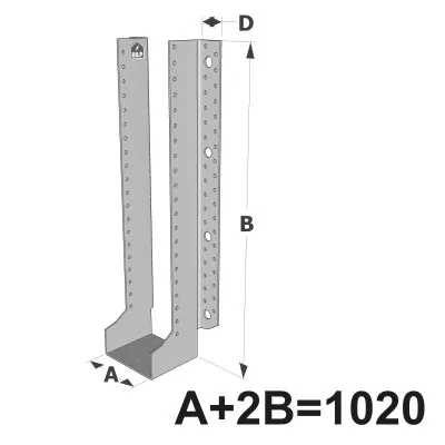 Grands sabots à ailes extérieures, gamme GLE ECONOMIQUE (développé 1020mm, épaisseur 2.5mm, profondeur 90mm) - Réf. GLE1020/2.5X