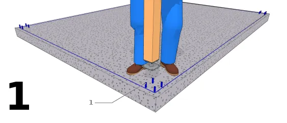 Élévation des poteaux avec les pieds de poteaux