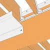 Représentation en 3D : chéneau Blanc 9010 sous les lames et mécanisme SUNDIY en aluminium