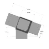 Dimensions du connecteur SUNDIY pente 20° Gris aluminium RAL 9006 - 120mm à 4 directions - Forme T4