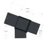Dimensions du connecteur SUNDIY pente 20° Anthracite RAL 7016 - 120mm à 4 directions - Forme T4