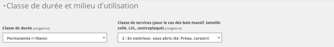 Classe de durée et milieu d’utilisation