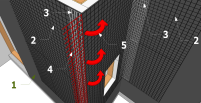 Pose des treillis en fibre de verre dans les façades