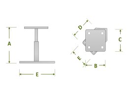 Pieds de poteau pour angle de dalle béton réglable