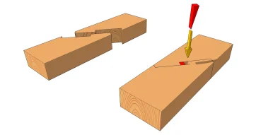 Assemblage à trait de Jupiter à mi-bois serré avec une clé