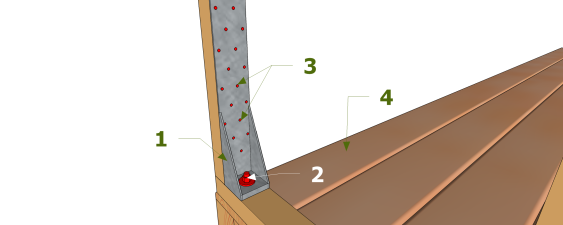 Fixation de mur sur une plateforme au travers de la lisse basse avec un ancrage pour montant d’ossature HTT5