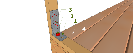 Fixation de mur sur une plateforme au travers de la lisse basse avec un équerre renforcée pour ossature bois AKRX3L